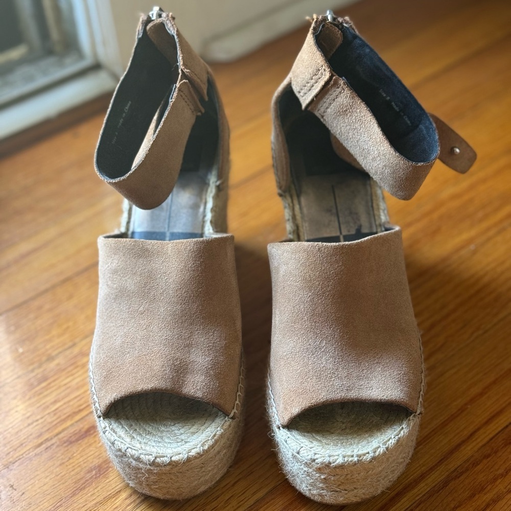 Dolce Vita Tan Suede Espadrille Platform Wedge Sandals